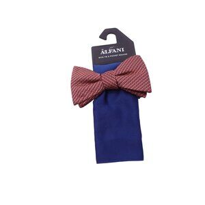 NWT Alfani Men's Regular Fit Bow Tie & Pocket Square Set One Size Red Geometric